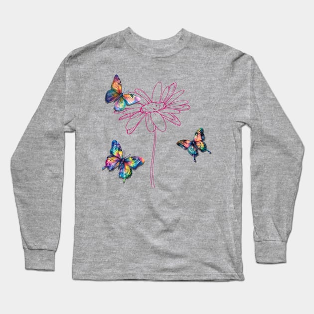 Rainbow butterfly Long Sleeve T-Shirt by ThePawPrintShoppe